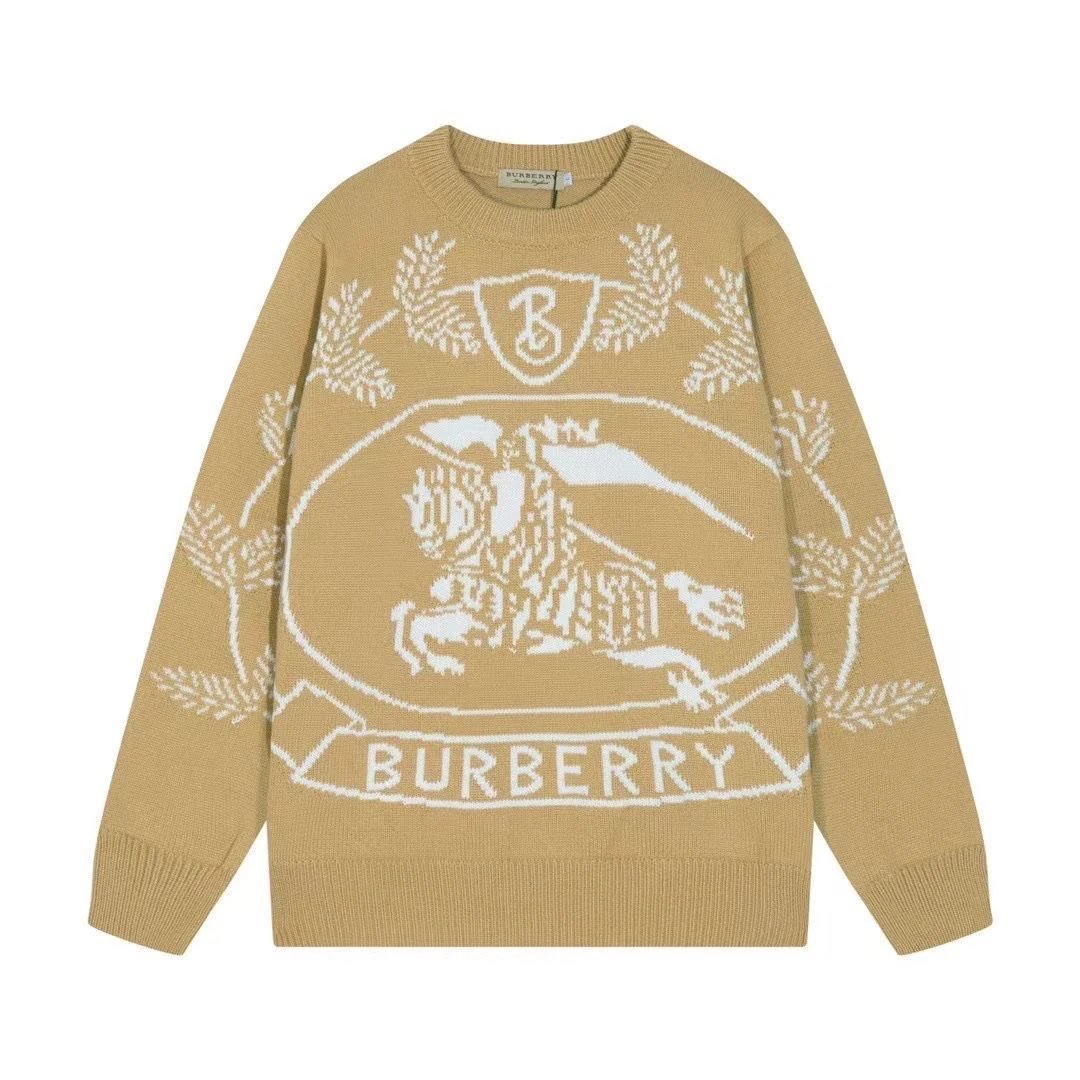 Burberry Knight Shield Intarsia Knit Sweater Beige - 1