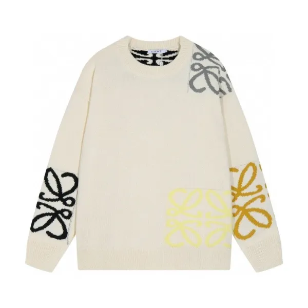 Loewe Anagram Intarsia Knit Sweater Beige - 8