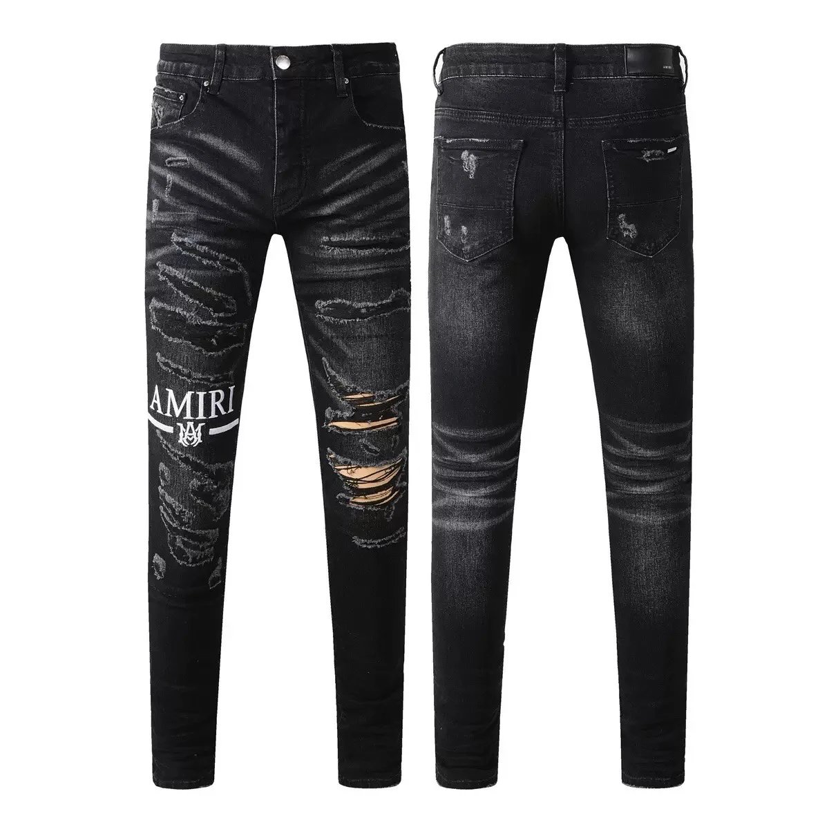 Amiri Jeans Blue Distressed Patchwork Denim Pants
