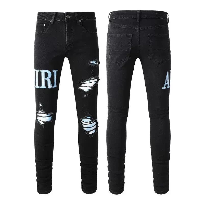 Amiri Jeans Blue Distressed Patchwork Denim Pants