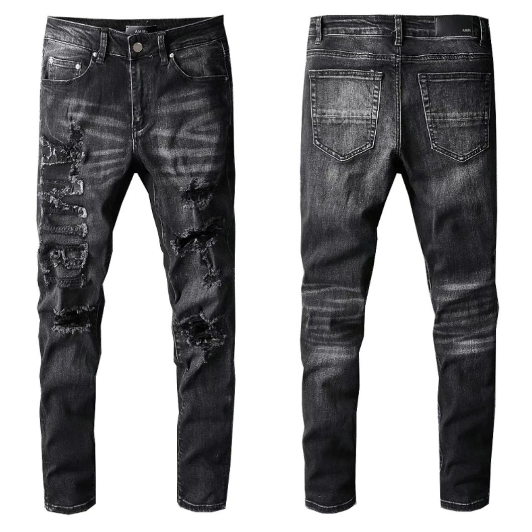 Amiri Jeans Blue Distressed Patchwork Denim Pants