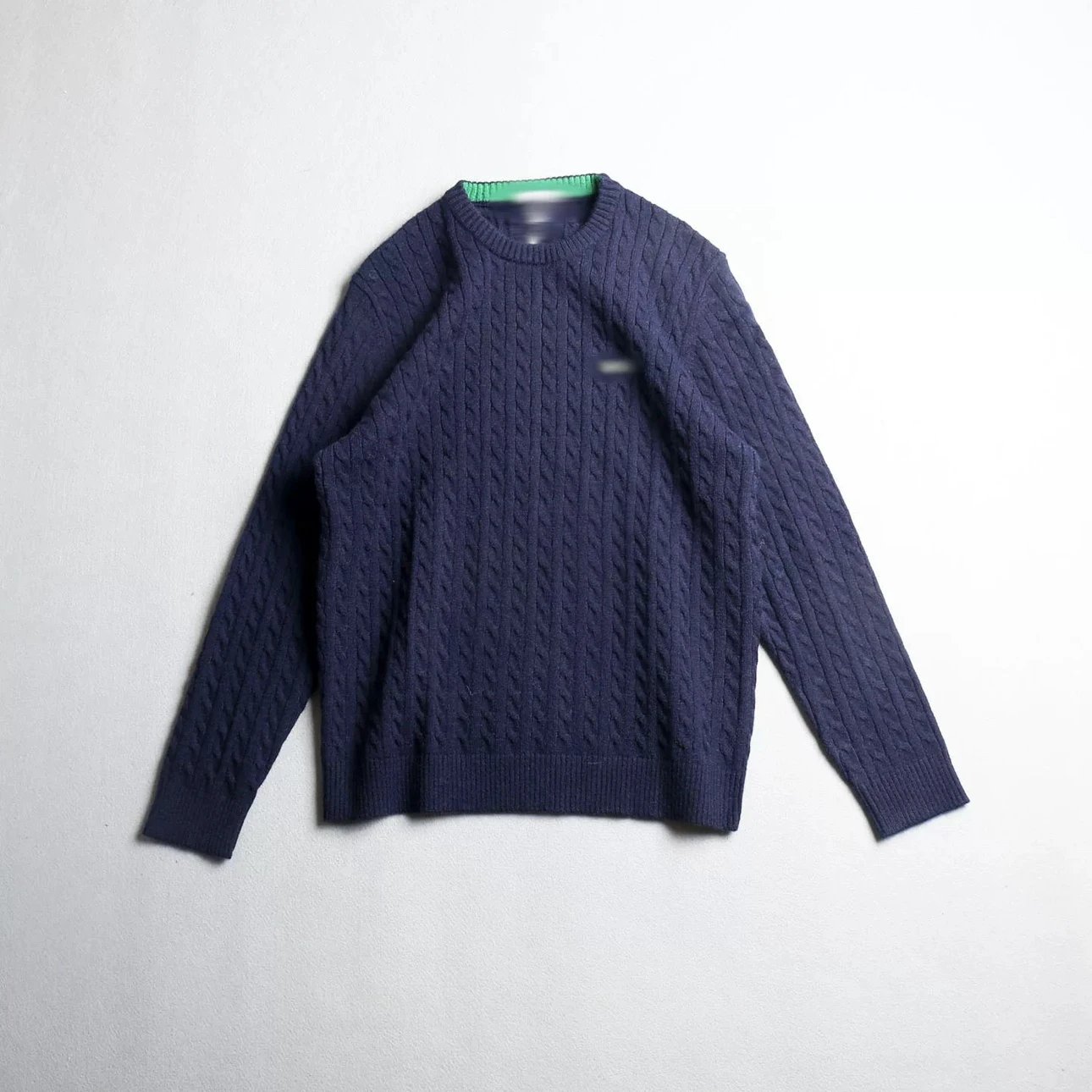 Cable Knit Sweater Cream Beige Navy Black Classic Crewneck