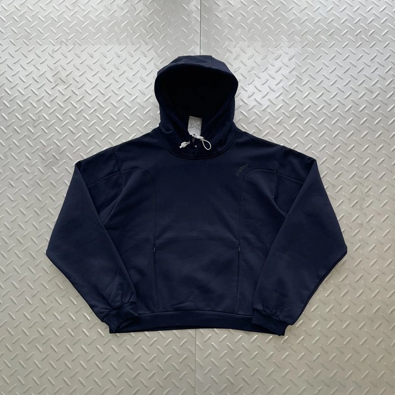cny Mertra GLIDE HOOD-BLACK 弧形明线拼块 滑行 卫衣 藏青色 M-43