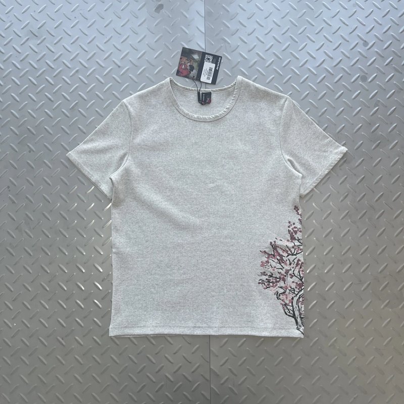 cny Derschutze Blossom V2 Tee-Grey 粉色花朵刺绣 麻灰色罗文短袖  DS-52