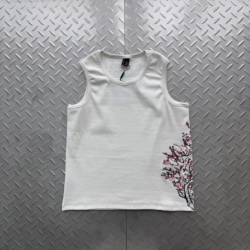 cny Derschutze Blossom v2 Tanktop - Off White  粉色花朵刺绣 白色背心  DS-30