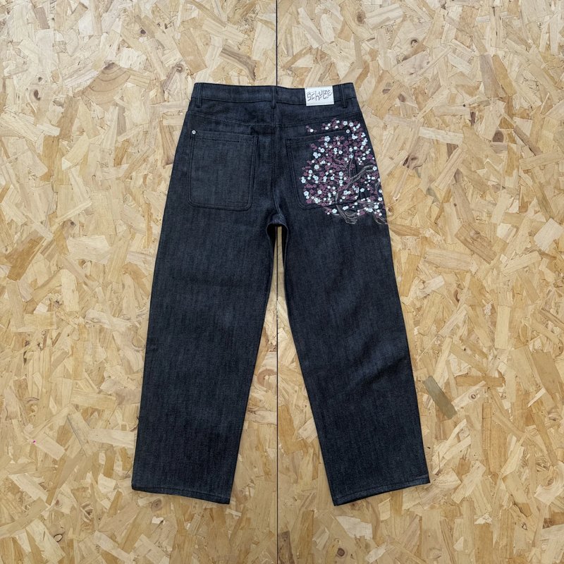 cny  Derschutze "blossom" selvedge Denim  花开绣花 牛仔裤 丹宁黑色 DS-23