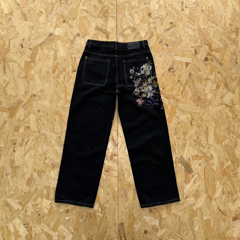 cny Derschutze garden of eden Denim black 伊甸园 绣花黑色牛仔裤 DS-8