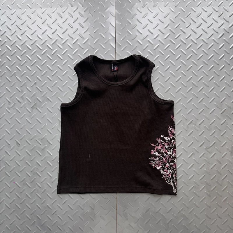 cny Derschutze Blossom v2 Tanktop-Anthracite 粉色花朵刺绣 咖啡色背心  DS-30