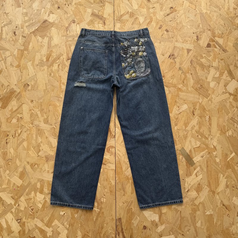 cny  Derschutze  garden of eden Denim blue  伊甸园 绣花蓝色牛仔裤 DS-9