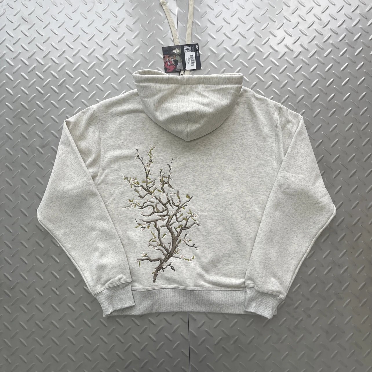 Back Branch Blossom Embroidery Gray Hoodie DS-62
