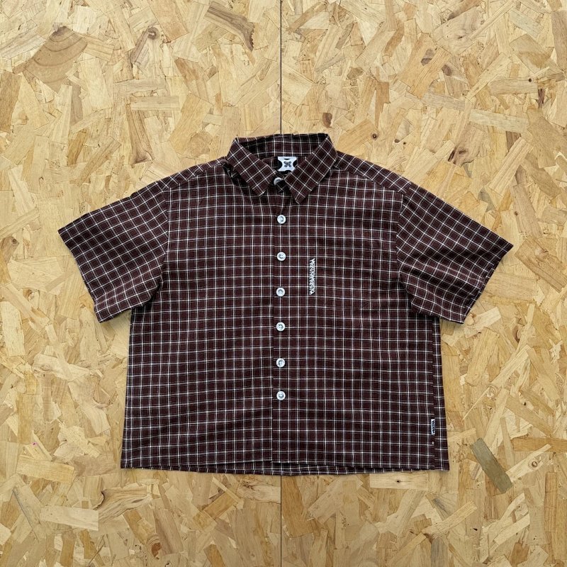cny  Mertra Plaid Shirt-Brown 咖色格子短袖衬衫 M-34
