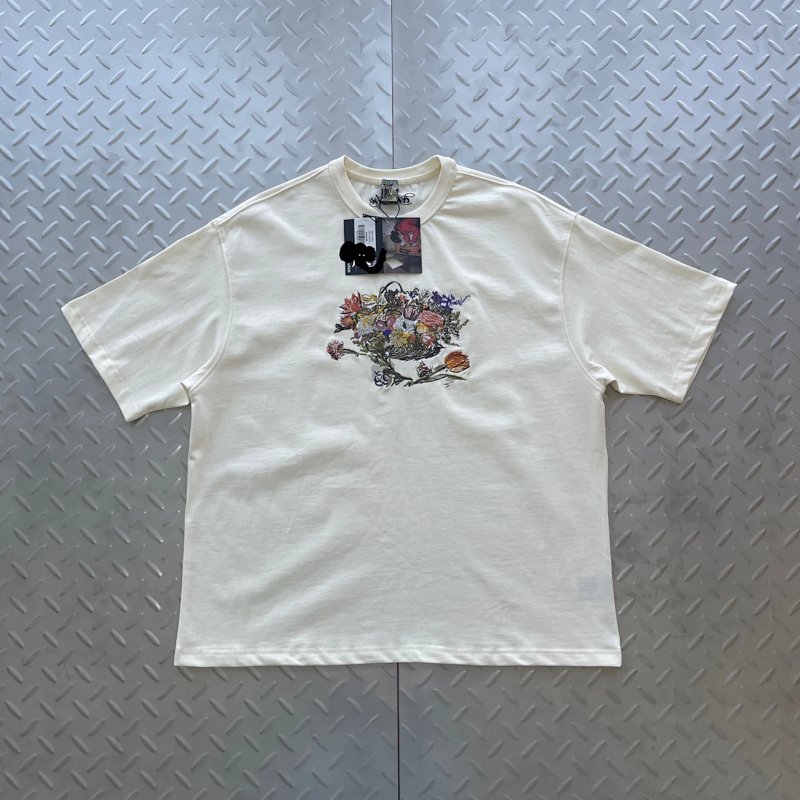 cny Derschutze Garden Of Eden T Shirt-Off White 伊甸园 花卉刺绣 米色T恤  DS-35