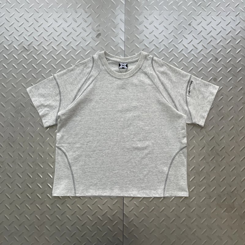 cny MERTRA VEIN TEE-GREY 弧度明线拼接 袖子小绣花 麻灰色短袖 M-51