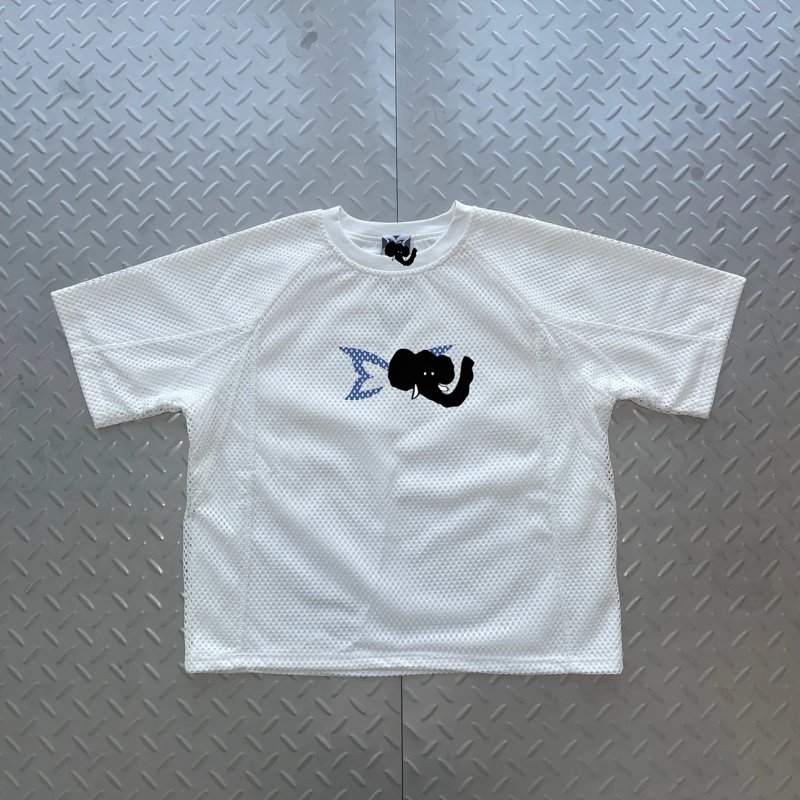cny Mertra MESH DOUBLE TEE-White 双层网眼短袖 蓝印花 白色 M-16