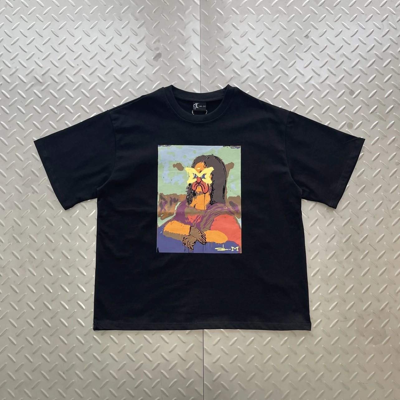 Mona Lisa Print Black Short Sleeve M-50