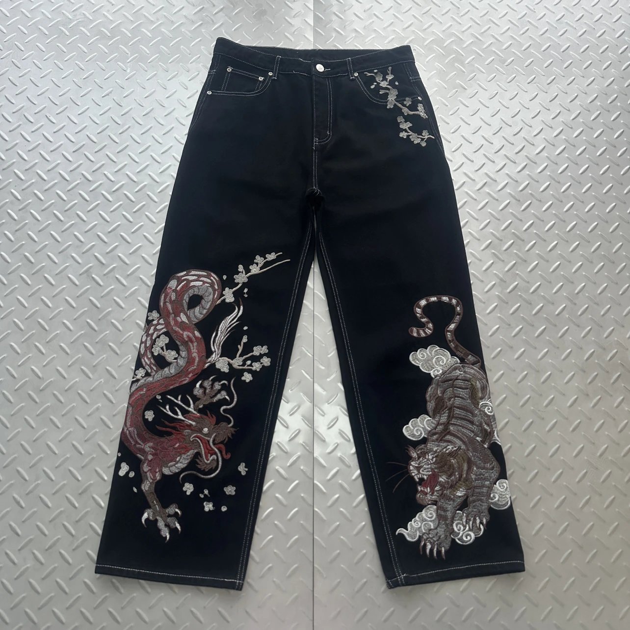 Gangster Dragon & Tiger Embroidered Leg Pants DS-63