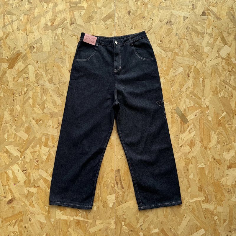 cny  Mertra  Reverse Bigstep Denim-Indigo/Pink 粉色蝴蝶刺绣牛仔裤 深蓝色 M-27
