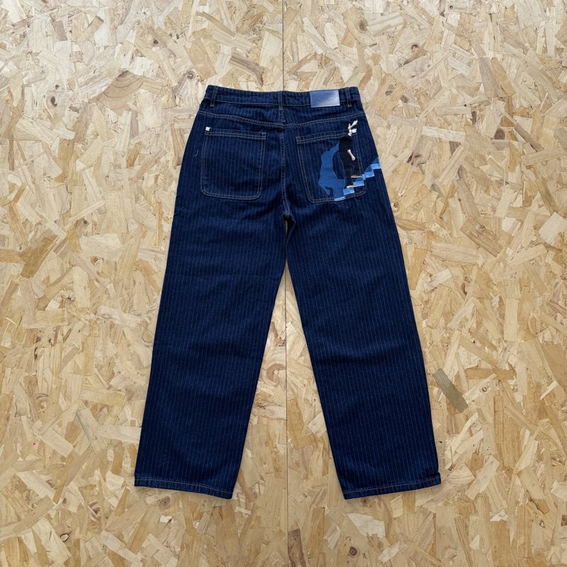 cny Derschutze on air raw Denim 在空中楼梯刺绣竖纹牛仔裤  DS-22