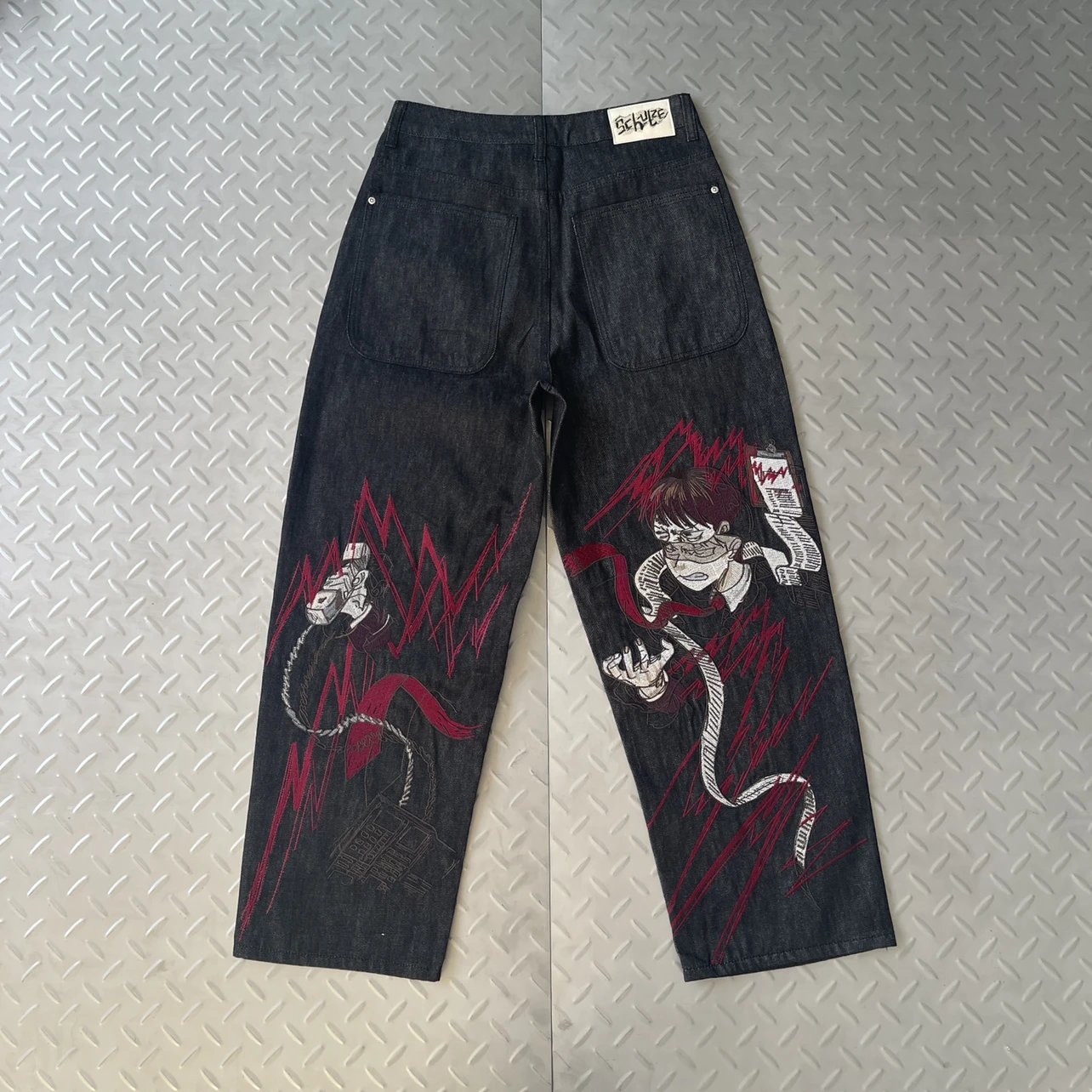 华尔街 刺绣黑色牛仔 长裤 DS-69