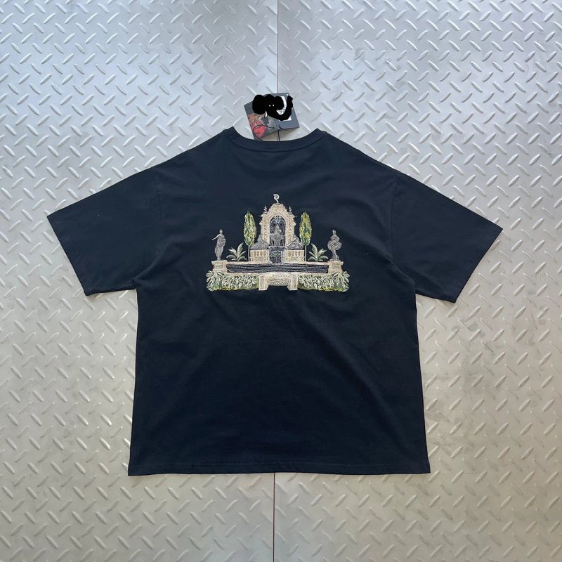cny Derschutze Gallery T Shirt-Black  画廊 后背水景观绿叶绣花 黑色T恤 DS-39