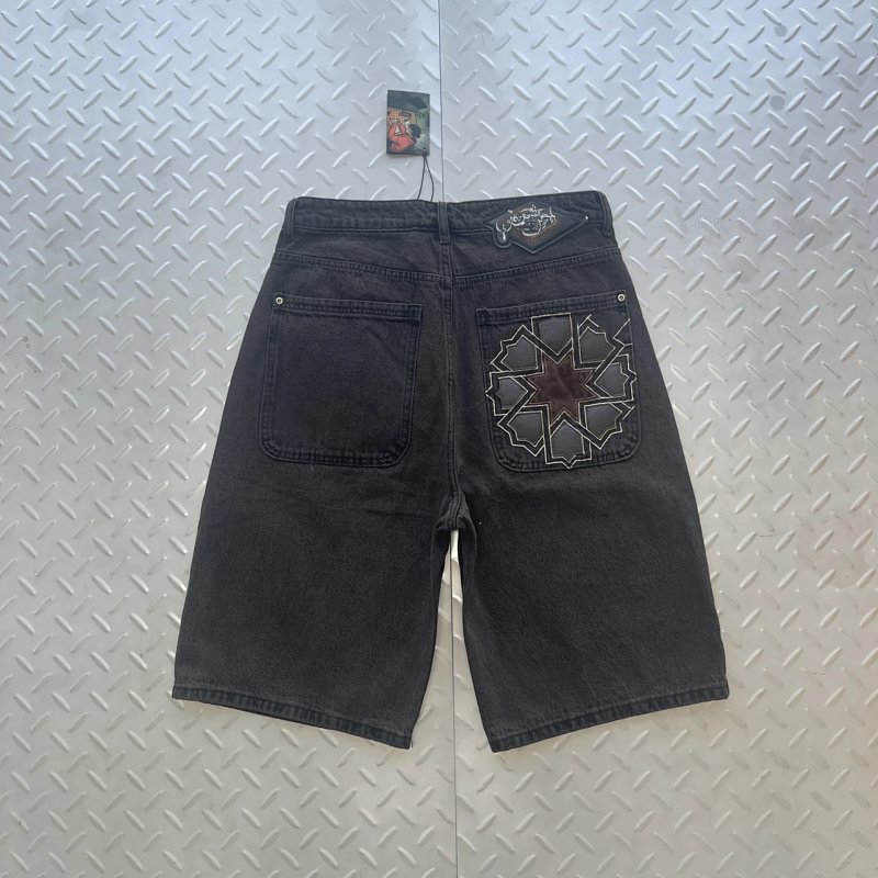 cny Derschutze Aziza  Washed Jorts-Brown 阿兹扎 棕色刺绣 牛仔短裤  DS-51