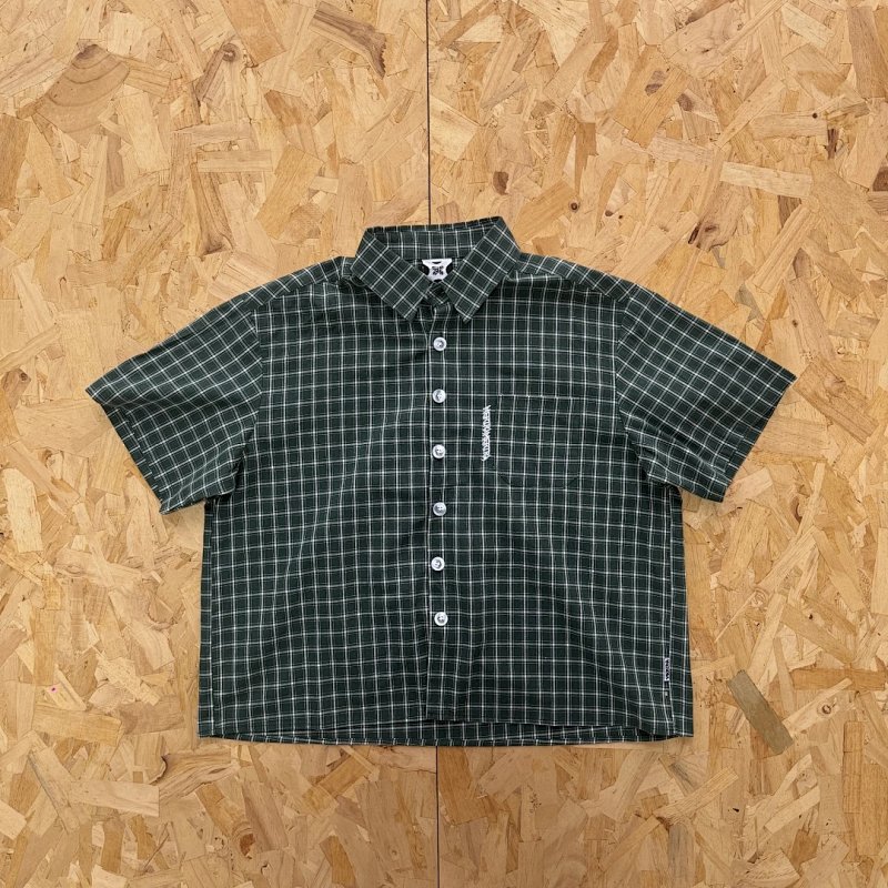 cny  Mertra Plaid Shirt-Green   绿色格子短袖衬衫  M-34