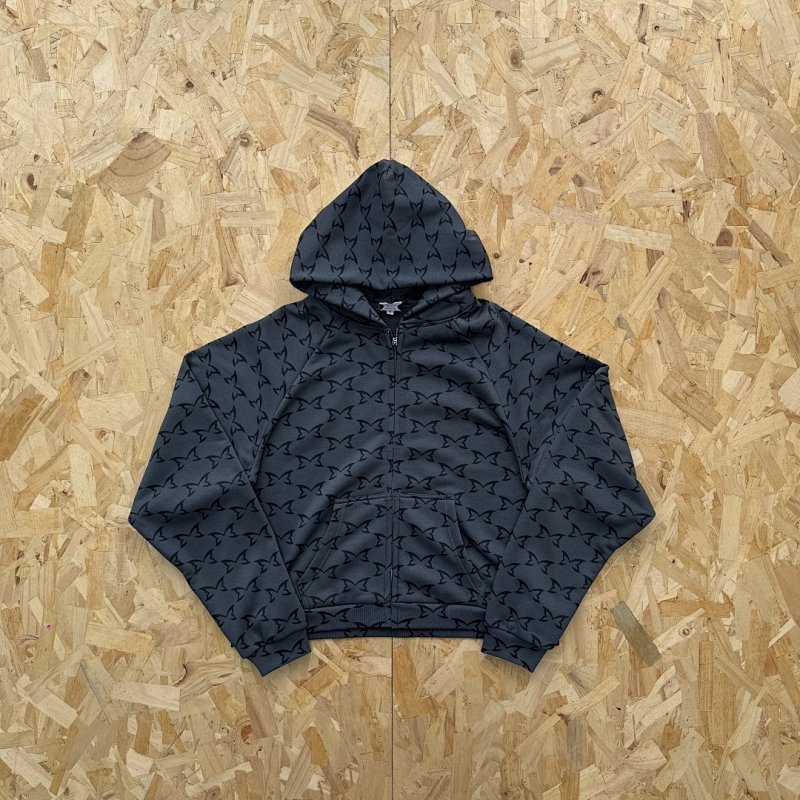 cny Mertra Monogram Zip hoodie-Dark Grey 蝴蝶字母满印 炭灰色拉链衫 M-31