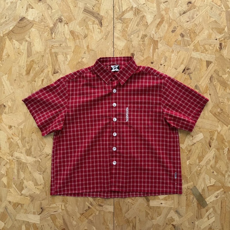 cny Mertra Plaid Shirt-Red 红色格子短袖衬衫 M-34