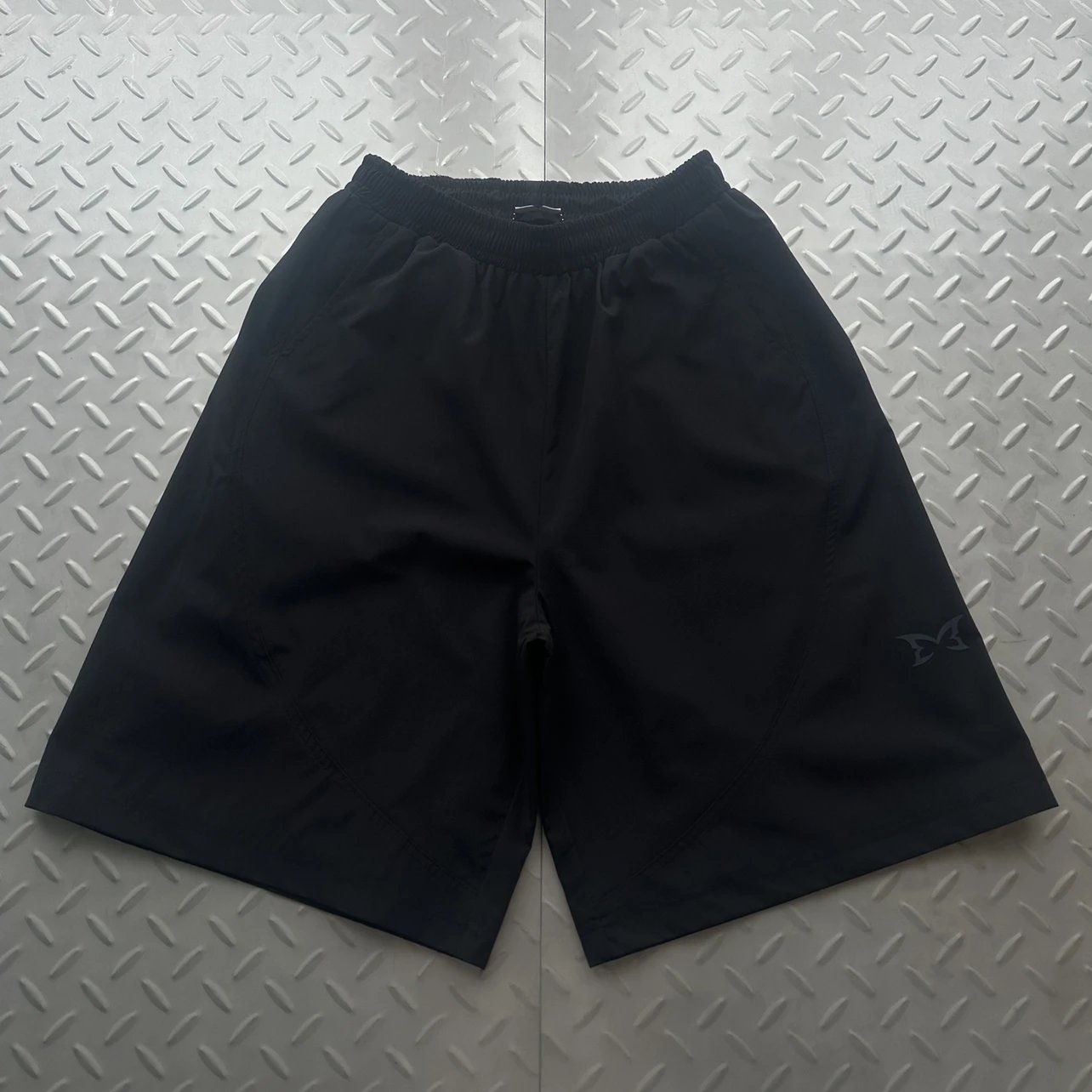 Technical Woven Fabric Butterfly Print Shorts Black M-56