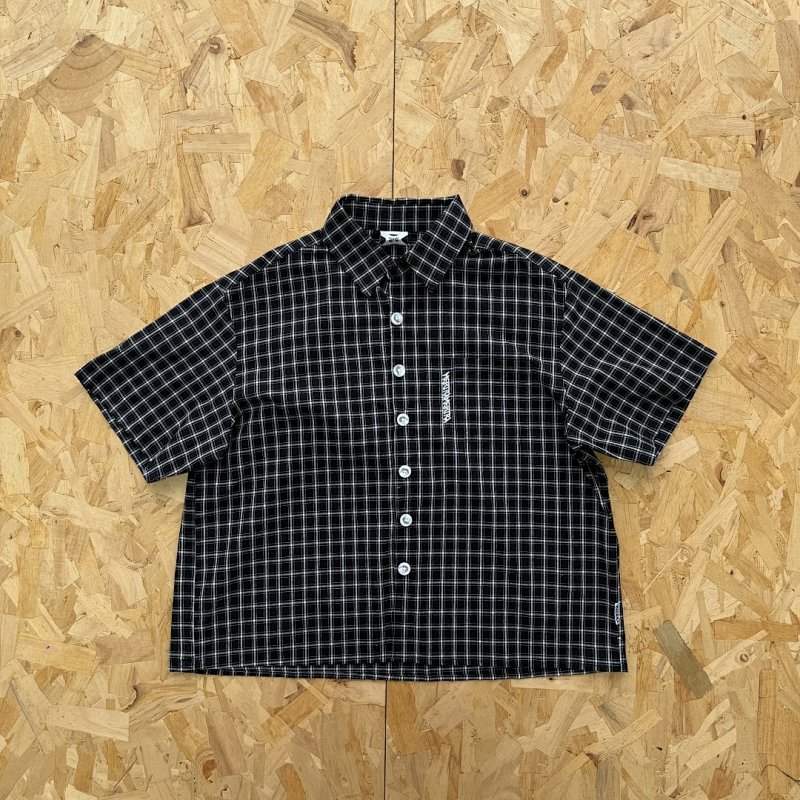 cny  Mertra Plaid Shirt-Black 黑色格子短袖 M-34