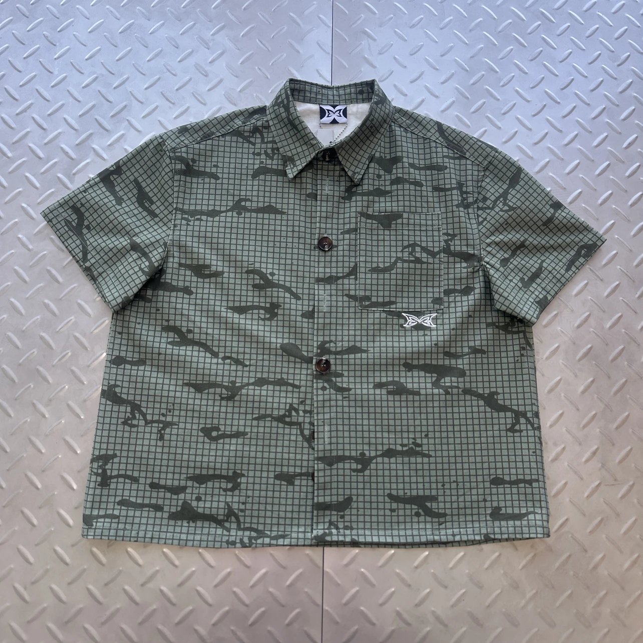 Green Plaid Short Sleeve Shirt M-57