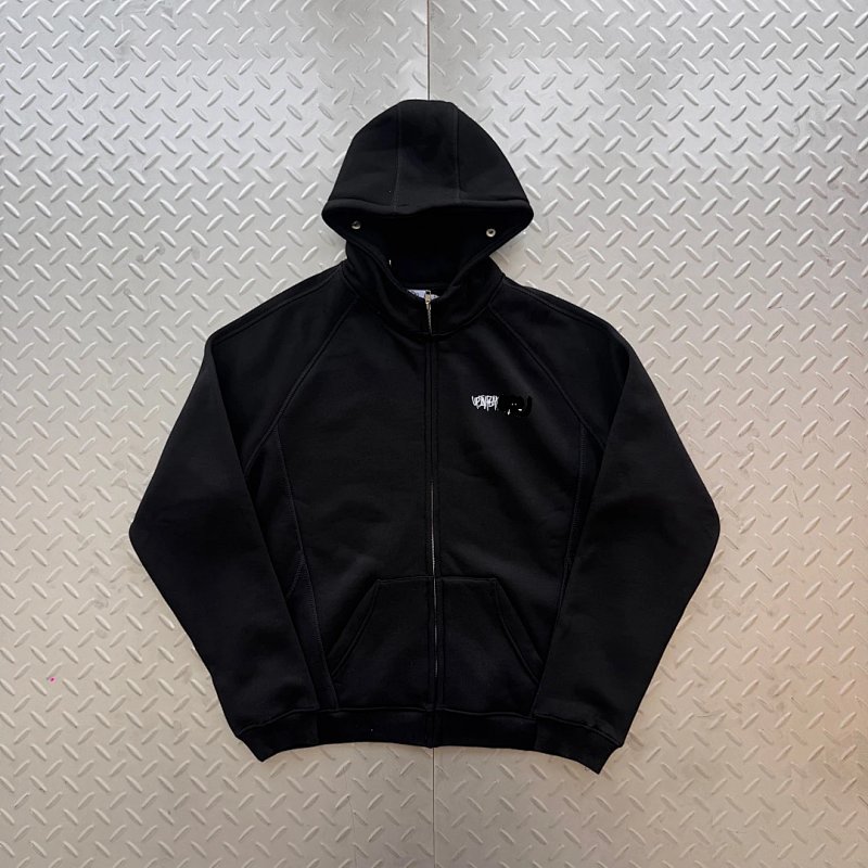 cny UpInFlames Waffle Zip-Up Hoodie - Black 黑色面罩拉链衫 UP-3