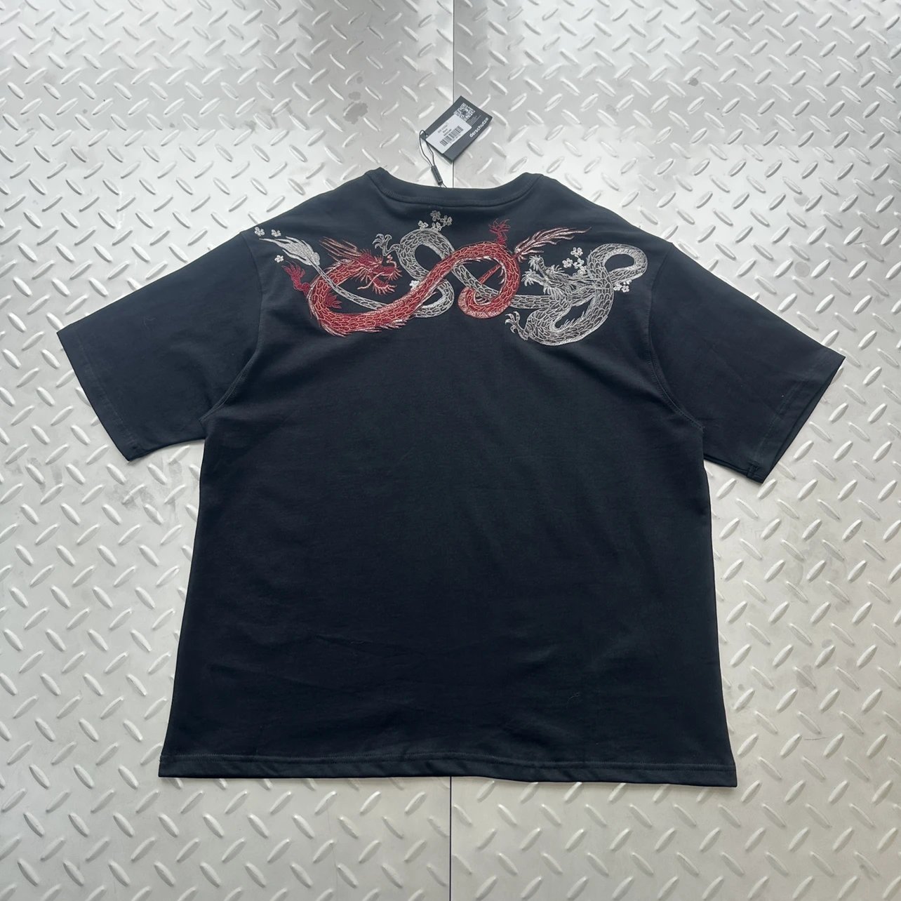 Gangster Double Dragon Back Embroidery Short Sleeve Tee DS-54