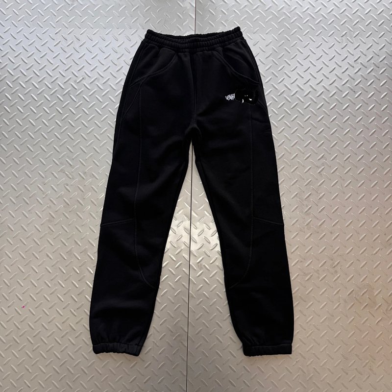 cny UpInFlames Ribbed Panel Joggers - Black 黑色拼接束脚长裤 UP-4