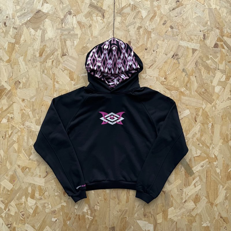 cny Mertra x Umbro DOUBLE HOOD-BLACK  粉色刺绣印花双层连帽 卫衣 M-28