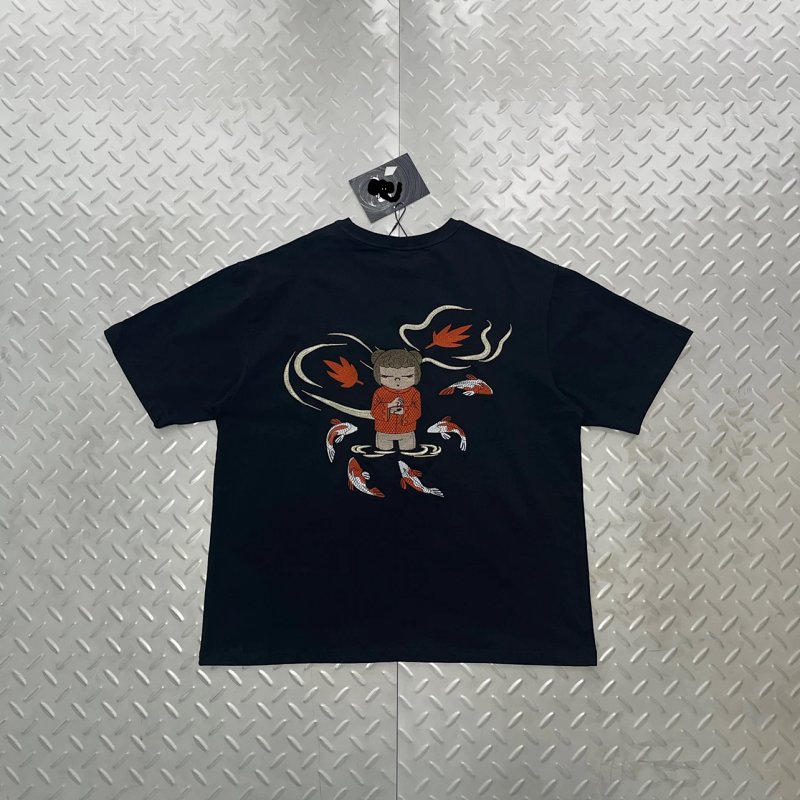cny  Derschutze  Koi T Shirt Black 锦鲤刺绣 黑色T恤  DS-42