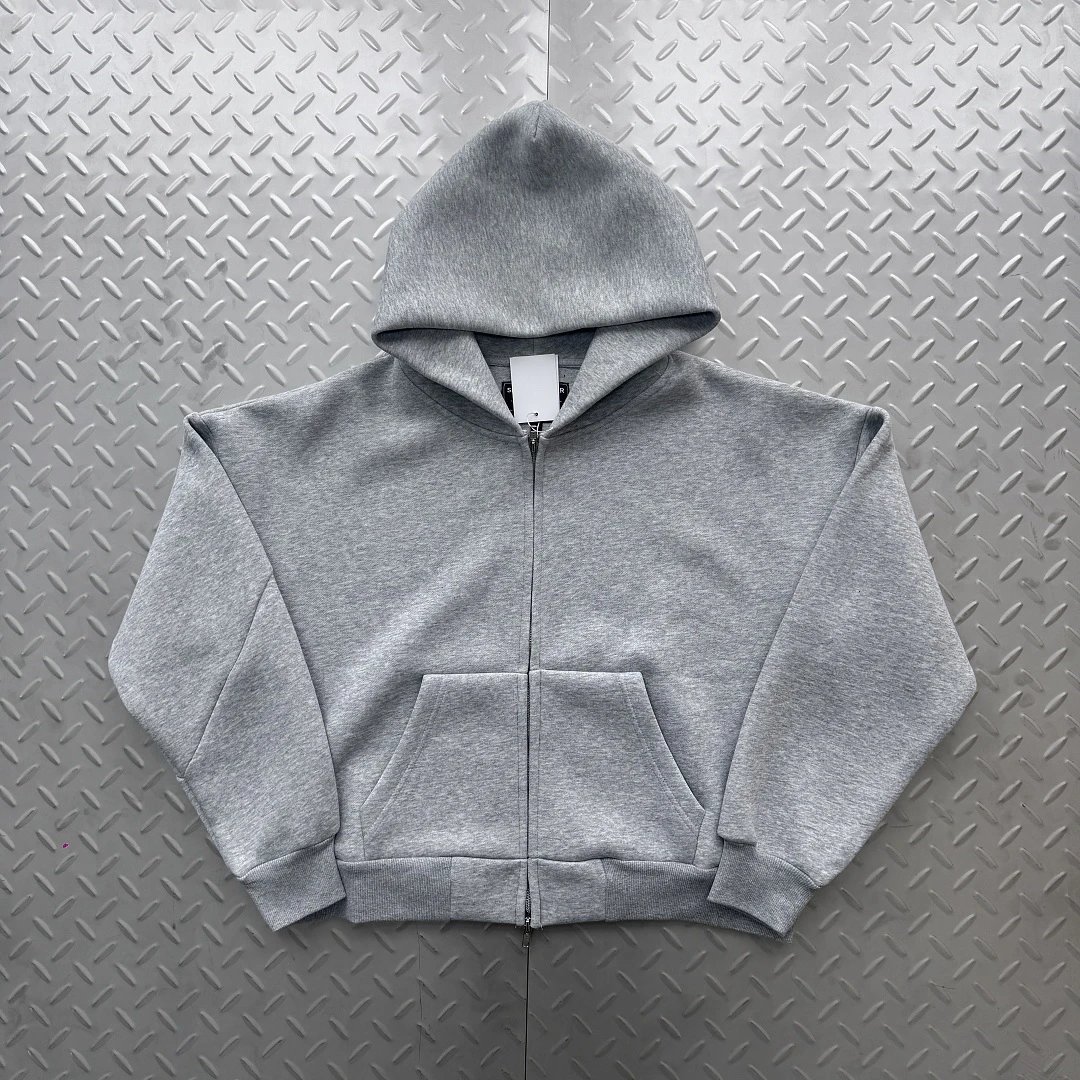 Heather Grey Quilted Zip-Up Hoodie SA-14