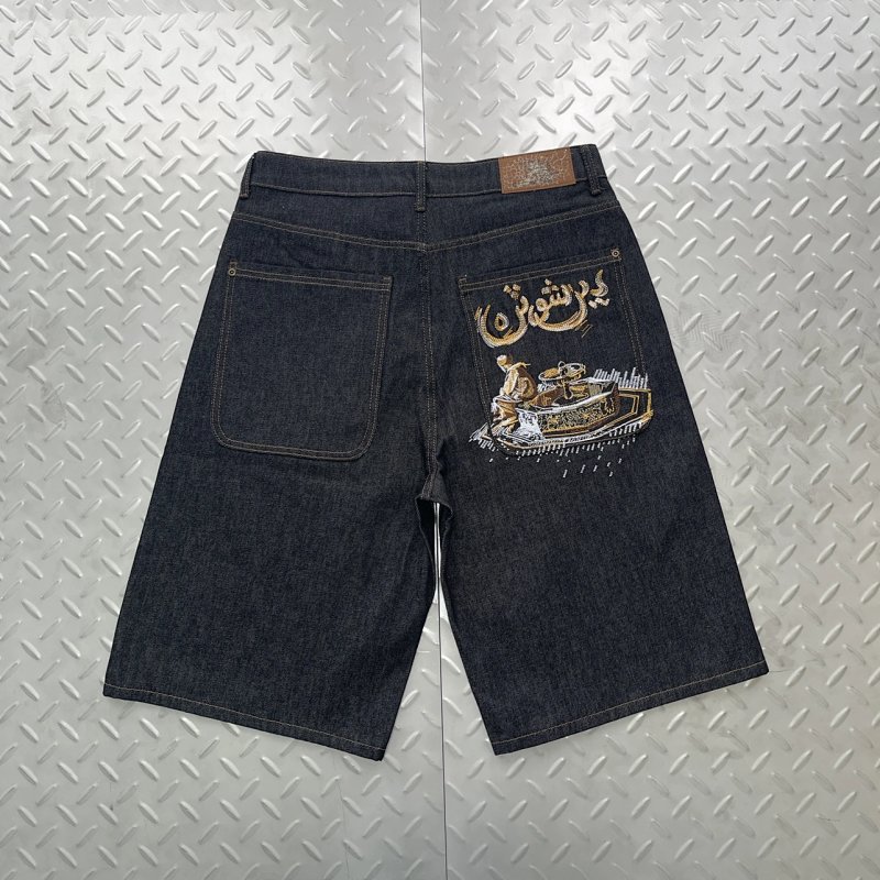 cny Derschutze  Aziza Black Raw Jorts 01 阿兹扎 刺绣 牛仔短裤 DS-45