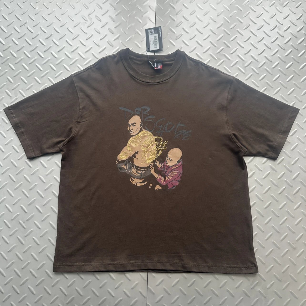 Gangster Tattoo Embroidered Brown Short Sleeve DS-55