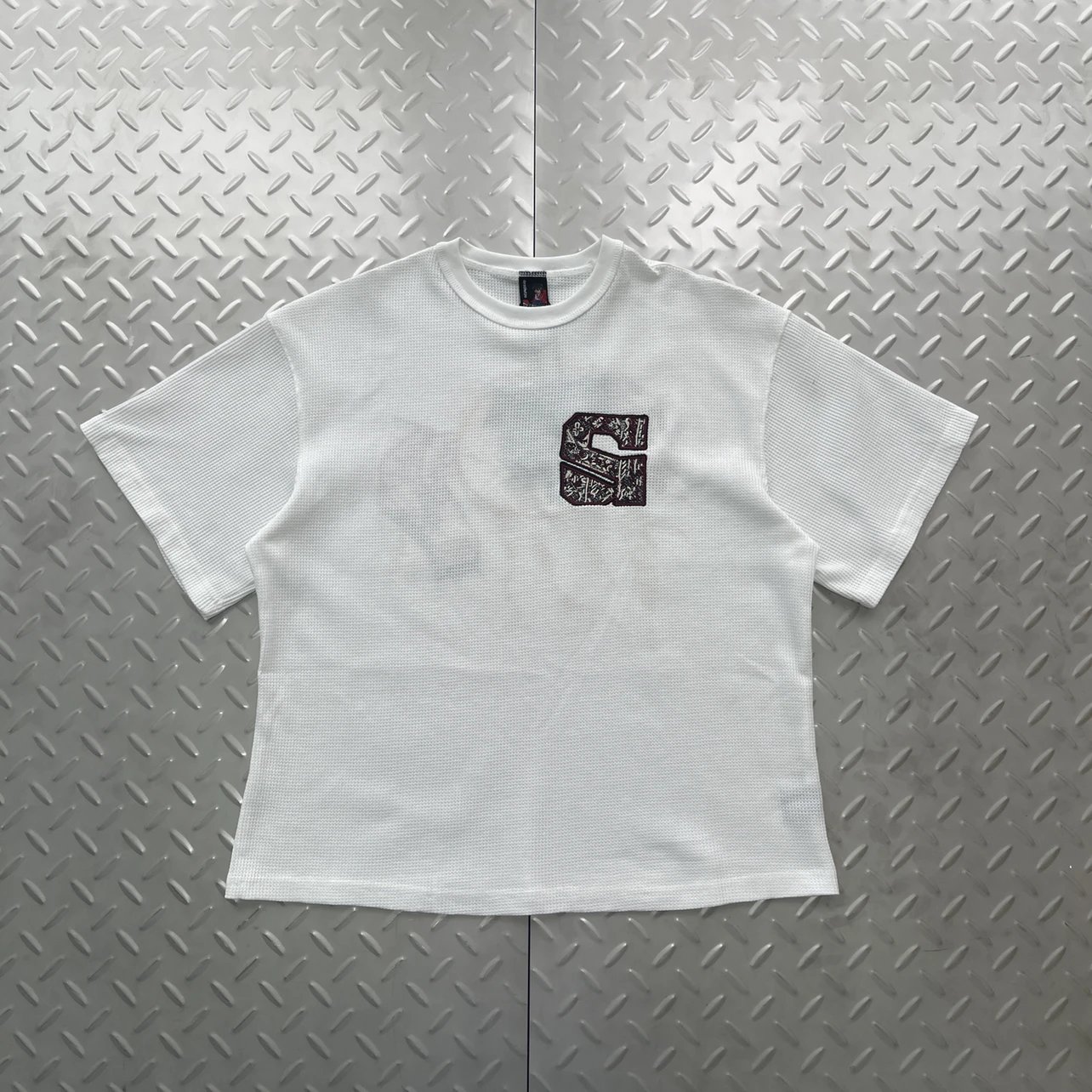 亚思敏 缝针刺绣 华夫格面料短袖 DS-49