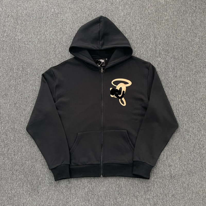cny S-World SYNA-VOID-ZIP-HOOD-BLACK ROSE GOLD 胸前玫瑰金S印花 黑色拉链衫 SY-185