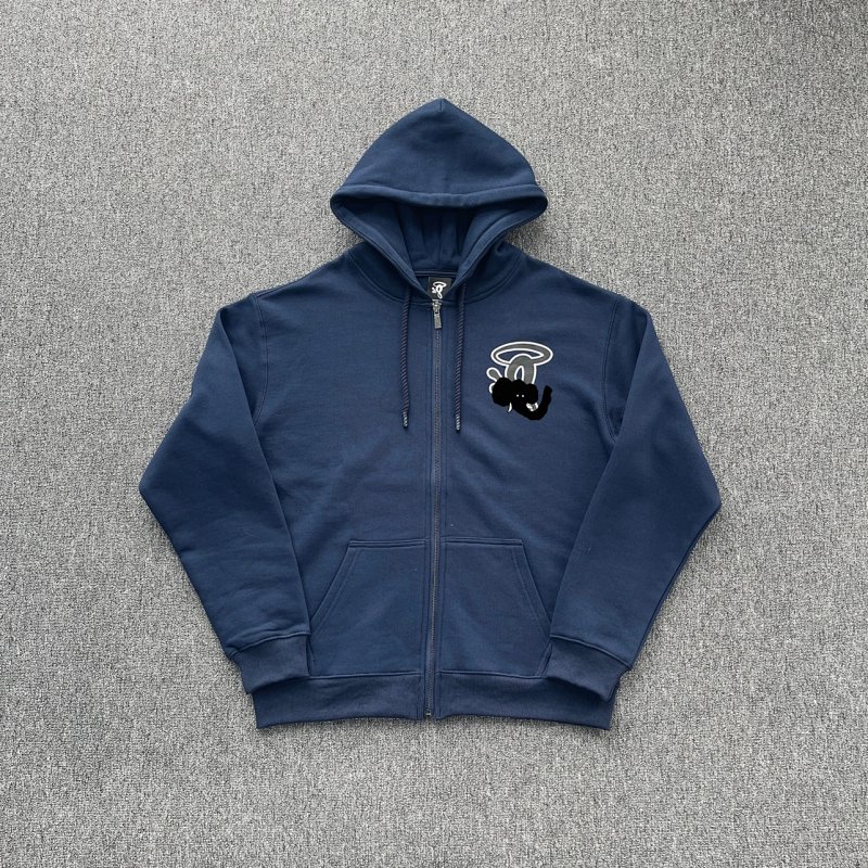 cny SYNAWORLD OG HOODIE 2.0 - NAVY 胸前S发泡 藏青色拉链衫  SY-219