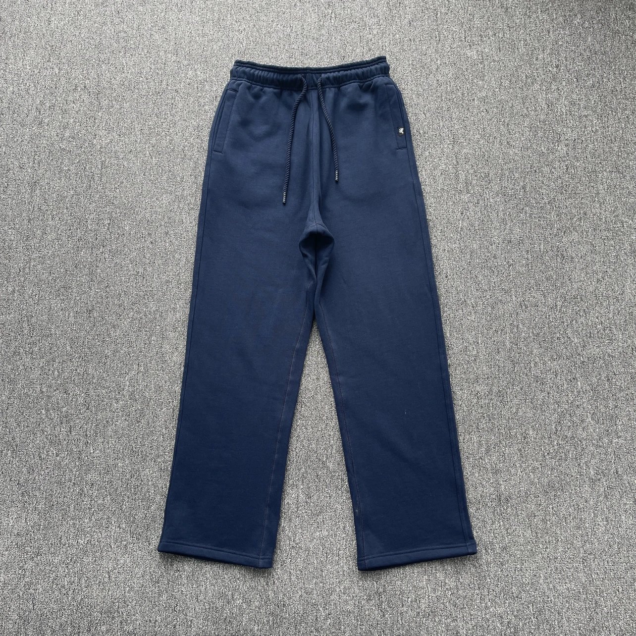 SY-220 Navy Blue Straight-Leg Pants with Back Pocket S Foam Print