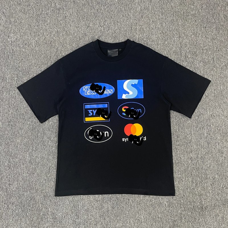 cny SYNAWORLD PAYMENTS T-SHIRT-BLACK/MULTI 支付方式印花 黑色短袖 SY-192