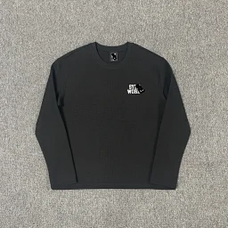 thumbnail for Letter print waffle long sleeve black SY-194