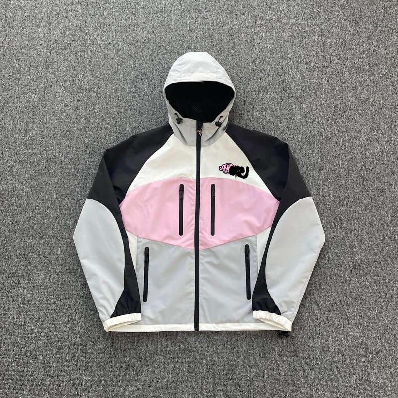 cny SYNA DYNAMIC TRACK TOP - GREY 粉色拼黑白灰 双层防水冲锋衣 SY-205