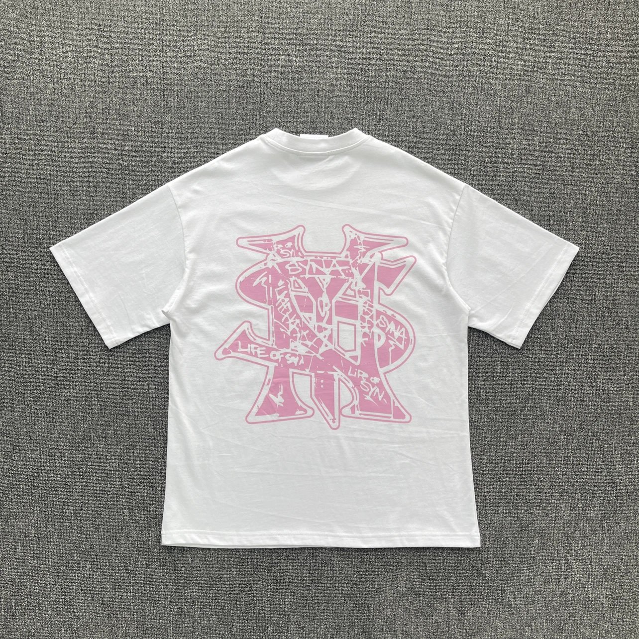 Pink graffiti print white short sleeved SY-229