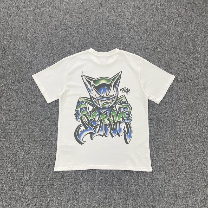 cny SYNA WORLD MENASYN TEE - WHITE 后背小恶魔印花双纱 白色短袖  SY-214