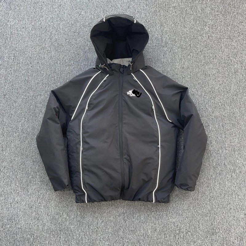 cny SYNAWORLD VAULT PUFFER JACKET-BLACK/REFLECTION 黑色 反光嵌条厚夹克  SY-207