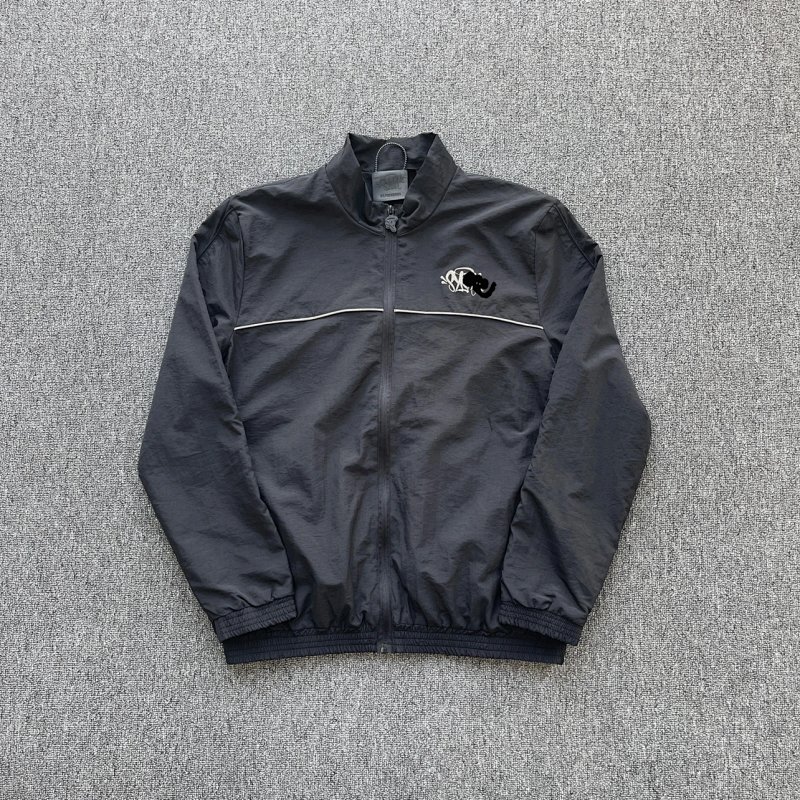 cny  SYNA TRACK TOP-BLACK/REFLECTION  反光印花嵌条梭织外套 黑色面料  SY-174